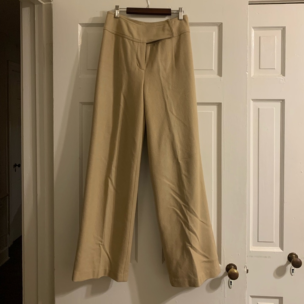 High waisted wool blend flare trousers